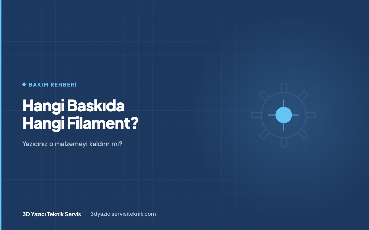 Filament türlerinin yazıcı donanımıyla eşleşmesini gösteren şematik görsel