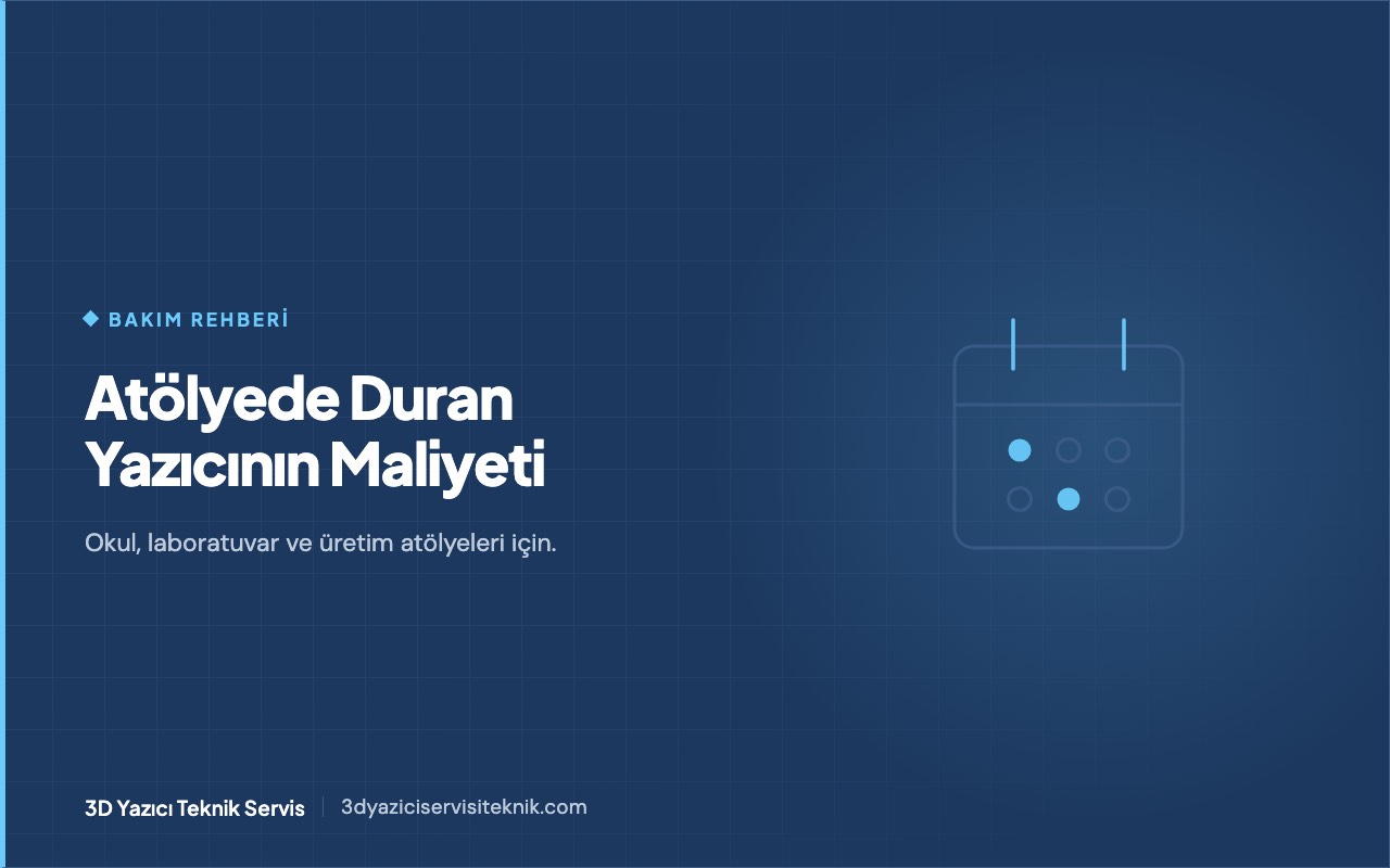 Kurumsal 3D yazıcı bakım planı temsili kapak görseli — takvim ve bakım döngüsü çizimi