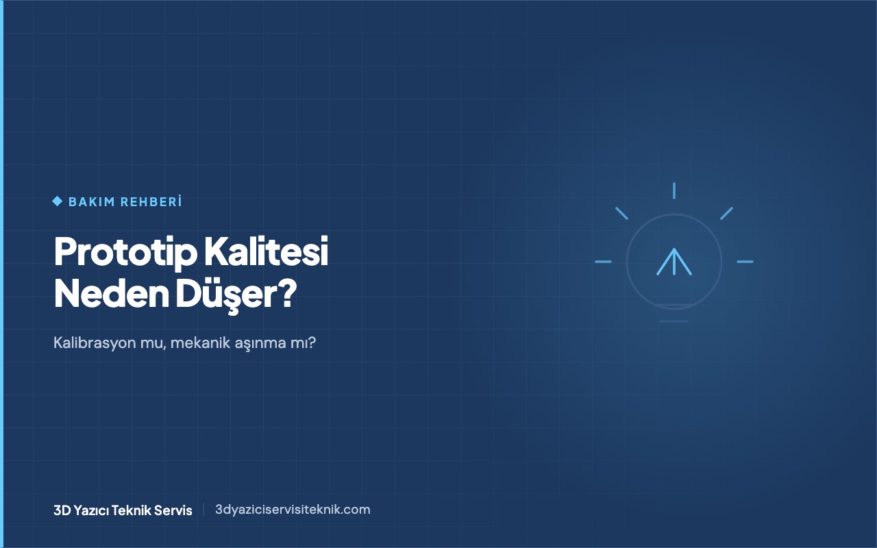 Ar-Ge ve ürün geliştirme ekiplerinde prototip baskı kalitesinin zamanla düşmesi temsili kapak görseli — ampul sembolü